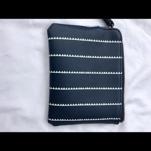 Anthropologie makeup bag blue and white strips